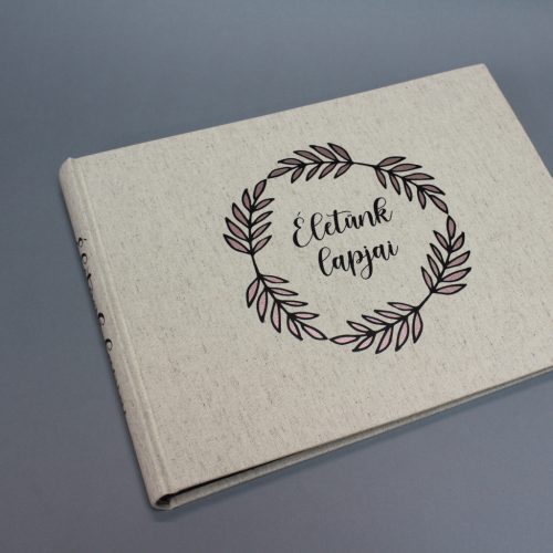 Natúr vászon fotóalbum - Életünk lapjai - egyedi felirattal