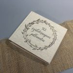 Natúr vászon fotóalbum - fekete+arany mintával, egyedi felirattal