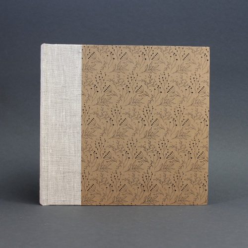 25x25 cm - 30 lap - ECO - natúr len - virágmintás fotóalbum 