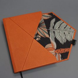  A/5 rozsdanarancs - fekete virágmintás boríték napló cserélhető belívvel 