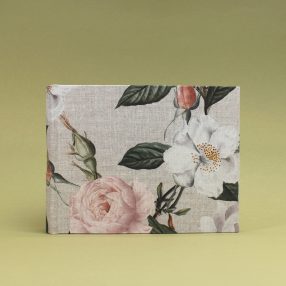   21x17 cm - 30 lap - Natúr-zöld-korall virágmintás fotóalbum
