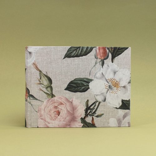 21x17 cm - 30 lap - Natúr-zöld-korall virágmintás fotóalbum