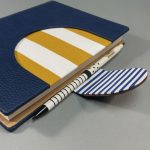 A/5 sötétkék - barna - okker csíkos napló cserélhető belívvel