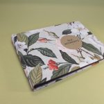 Natúr-zöld-korall virágmintás lenvászon fotóalbum