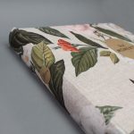 Natúr-zöld-korall virágmintás lenvászon fotóalbum