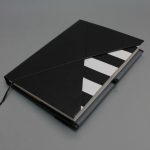 A/5 fekete -fehér csíkos - szürke boríték napló cserélhető belívvel 
