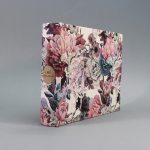 Natúr-kék-pink lenvászon fotóalbum - 22x17 cm