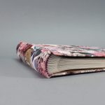 Natúr-kék-pink lenvászon fotóalbum - 22x17 cm