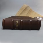 Barna valódi bőr és vászon album - arany felirattal