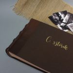 Barna valódi bőr és vászon album - arany felirattal