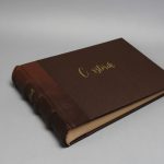 Barna valódi bőr és vászon album - arany felirattal