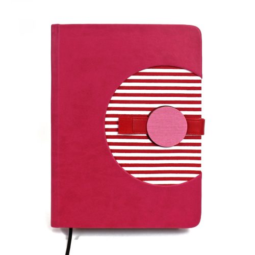 A/5 pink-piros-fehér csíkos napló cserélhető belívvel