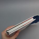 A/5 fehér - kék - fehér csíkos boríték napló cserélhető belívvel 