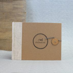 21x17 cm - 30 lap - ECO - natúr len - feliratos fotóalbum 