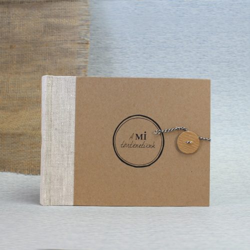 21x17 cm - 30 lap - ECO - natúr len - feliratos fotóalbum 