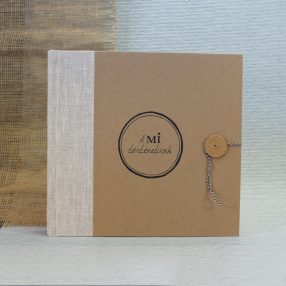 25x25 cm - 30 lap - ECO - natúr len - feliratos fotóalbum 