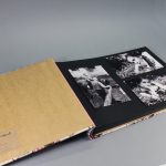 Natúr-kék-pink lenvászon fotóalbum