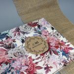 Natúr-kék-pink lenvászon fotóalbum