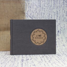 Grafitszürke lenvászon fotóalbum - 22x17 cm