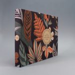 Fekete-narancs levélmintás vászon fotóalbum