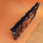 Fekete-narancs levélmintás vászon fotóalbum