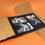 Fekete-narancs levélmintás vászon fotóalbum