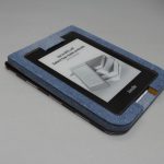 Egyedi e-book olvasó tok - 04 - farmer - vászon - valódi bőr