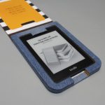 Egyedi e-book olvasó tok - 04 - farmer - vászon - valódi bőr